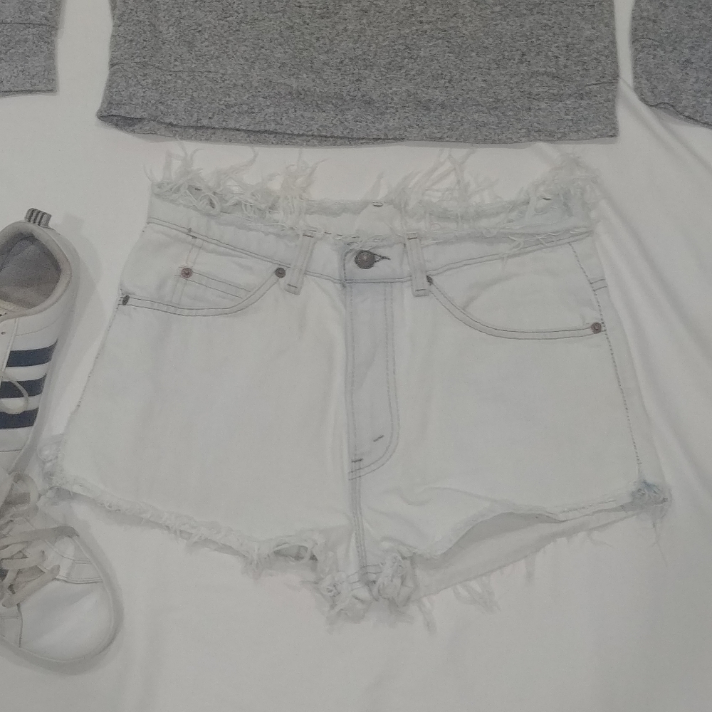 Levi's Vintage Orange Tab Cut Off light wash denim jean  Shorts